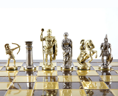 Large Exclusive Brass Chess Set – Gold and Silver - Archers 44x44cm – S10BGS