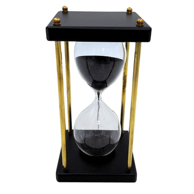 Brass-and-Wooden Hourglass 5 minutes – Black Sand – Elegant Retro Decoration - STRS