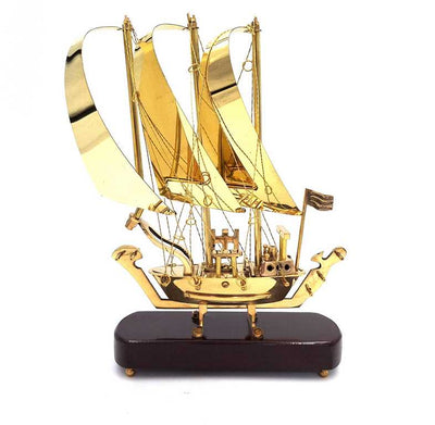 Brass Ship on a Wooden Base - 30cm - N-3615A