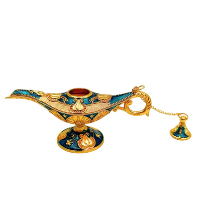 Decorative Aladdin's Lamp Metal Navy Blue and Gold 12cm - LAB12