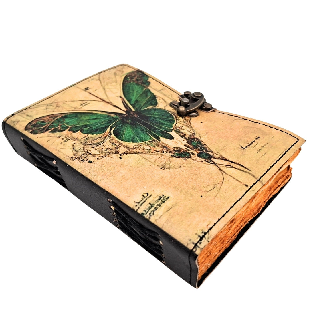 Retro Leather Notebook Butterfly - Goat Leather 200 Pages - AH20