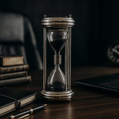 Large Silver 10-Minute Hourglass - Desk Decoration - MX 3015