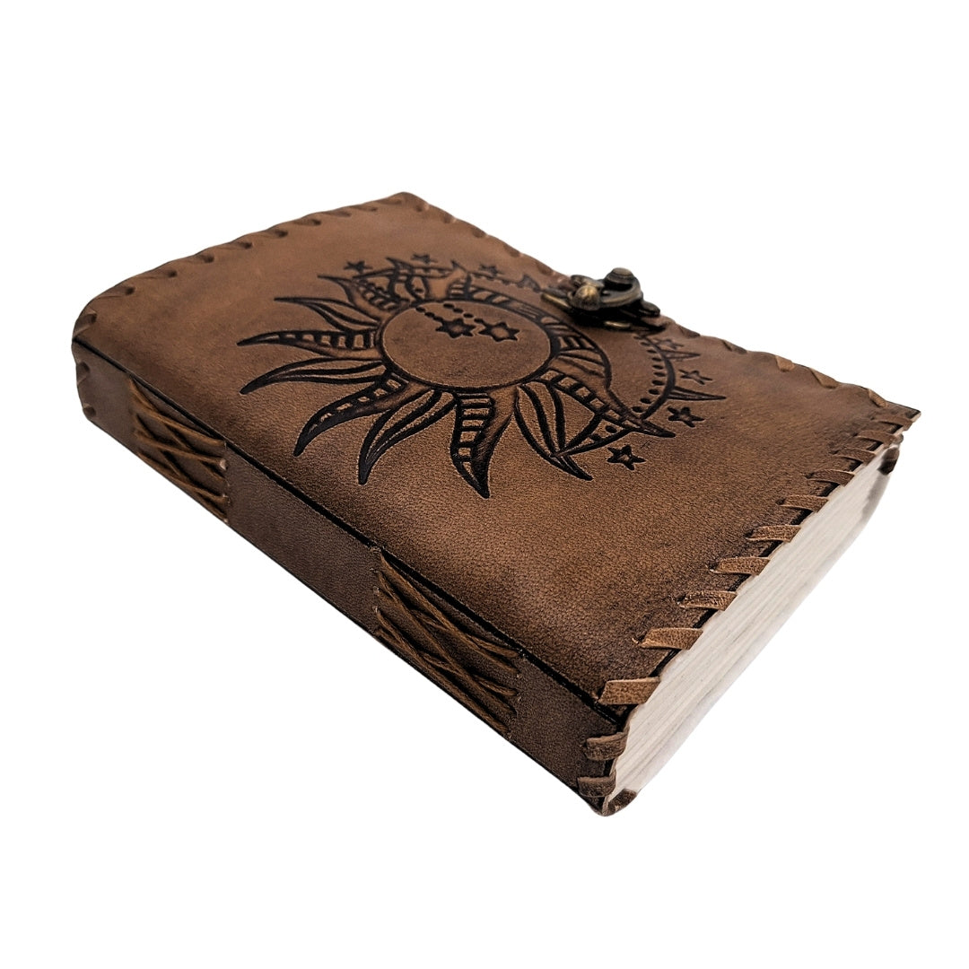 Retro Leather Notebook 200 Pages Sun and Moon 200 Pages - AH05