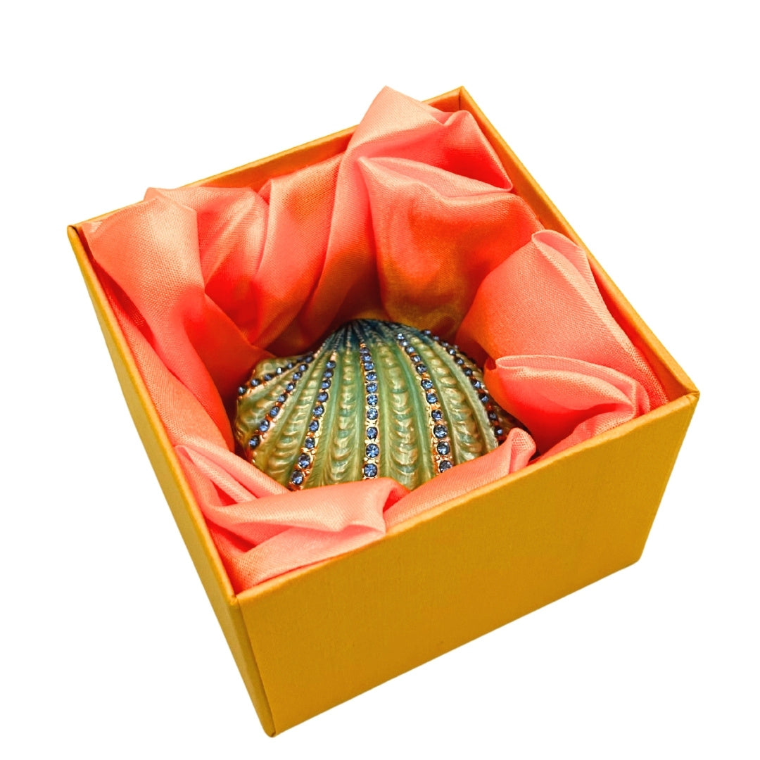 Small Jewelry Trinket Box Decorated with Crystals – Seashell – HX068