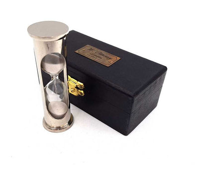 Retro Brass Hourglass in a Wooden Box - 1 minute - NI1314A