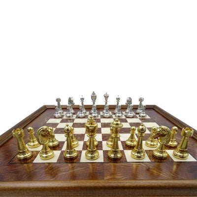 Large Exclusive Italfama Chess Set Made of Gold-Plated Metal 53x53 cm – N137