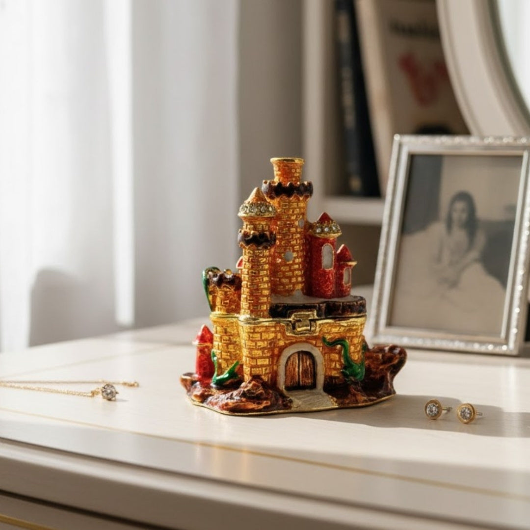 Small Jewelry Trinket Box Decorated with Crystals – Castle – HX580