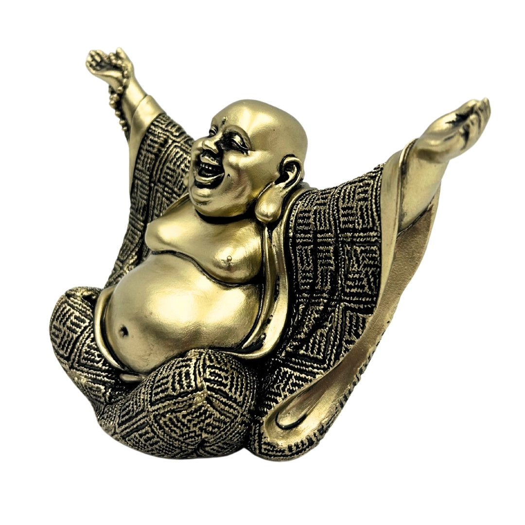 Buddha Figurine – Joyful Buddha – Gold Decoration - 4406FJH