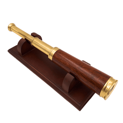 Brass and Wooden Spyglass on an Elegant Wooden Base – Retro Decoration – CER029