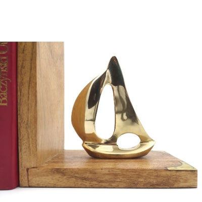 Brass Yacht Bookends with Engraving