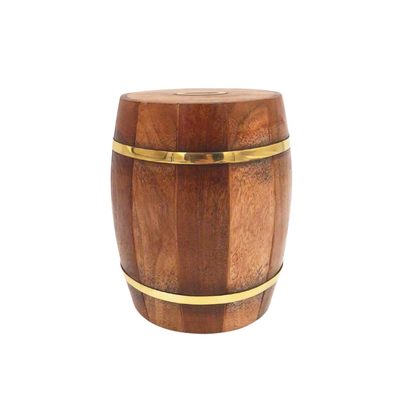 Large Wooden Barrel Money Box – Opening, Retro - DNU-002
