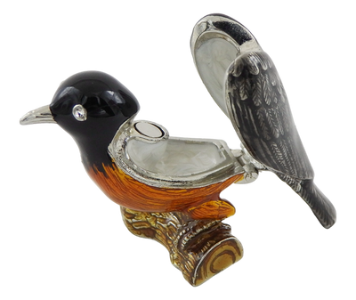 Unique Metal Box Decorated with Crystals - Bird - B0192-02