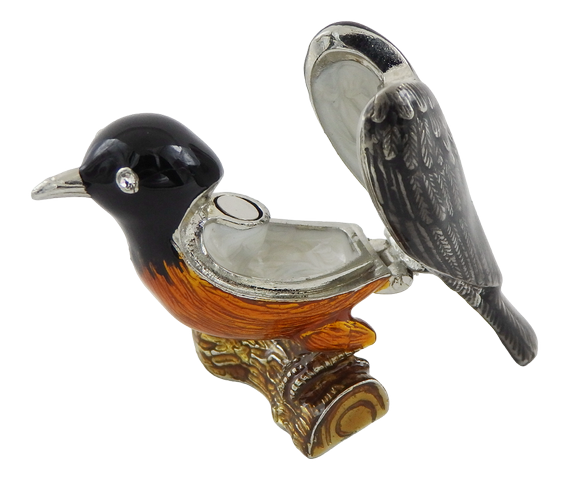 Unique Metal Box Decorated with Crystals - Bird - B0192-02