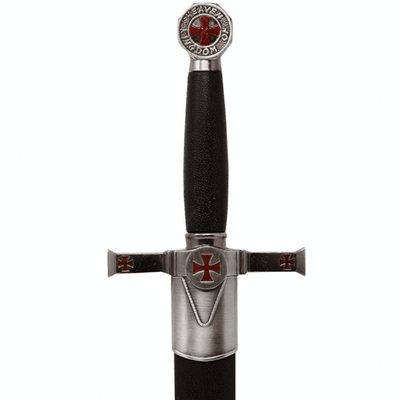 Decorative Templar Dagger with Scabbard and Engraving - Stainless Steel Replica, 40 cm