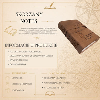 Retro Leather Notebook with Inscription 200 Pages - AH04