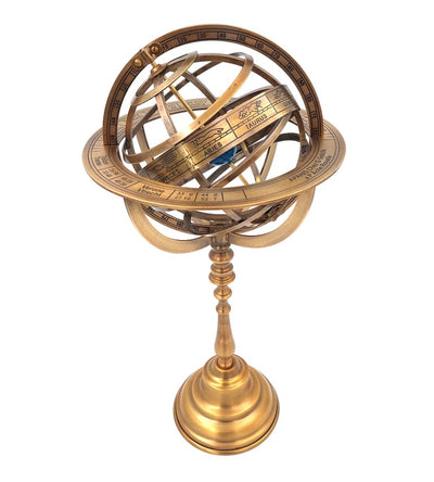 39 cm Brass Armillary Sphere with Engraving Personalization Option