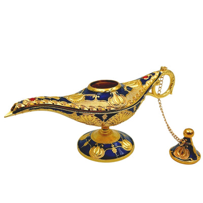 Alladin's Lamp LABB with metal decorations in gold color, dark navy blue, 22 x 7 x 11 cm