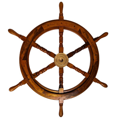 Wooden steering wheel with brass insert - Space for wedge - diameter 75cm - SW2/30'