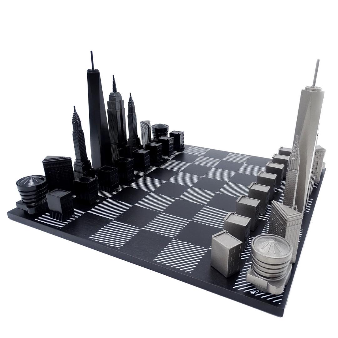 Designer Skyline New York Chess Set in Stainless Steel – NY