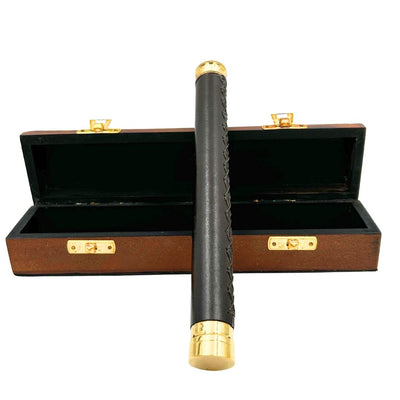 Brass and Leather Spyglass in a Wooden Box – HT013