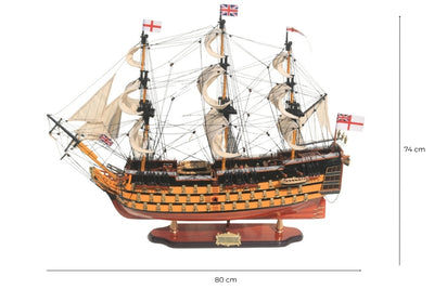 Assembled 80cm HMS Victory sailing ship model with the option of personalization by engraving - Exclusive gift decoration, handmade from exotic wood, high quality and attention to detail