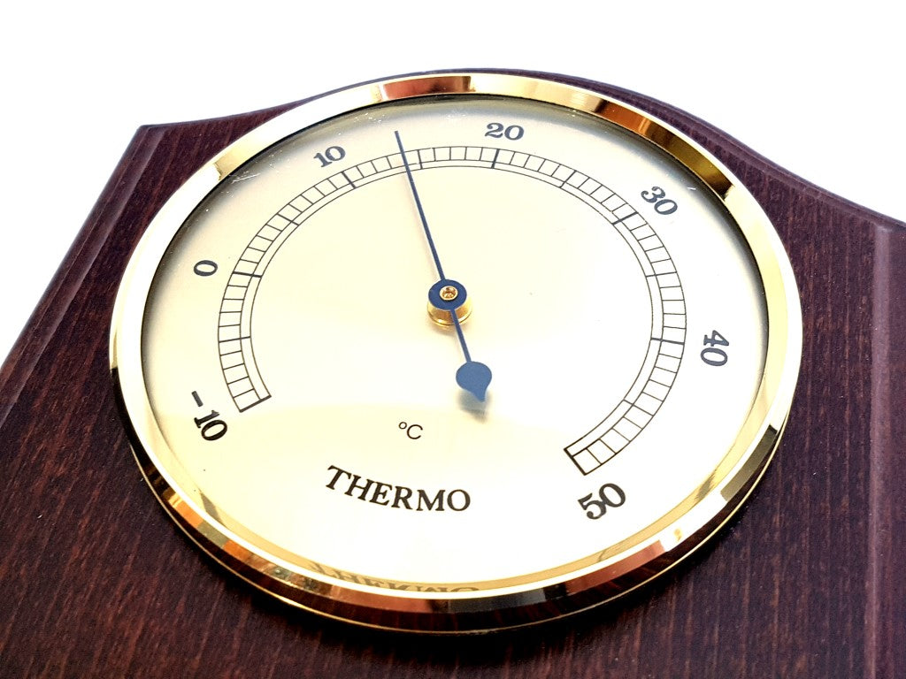 Fischer weather station - barometer hygrometer thermometer - brass wood - 9176-22