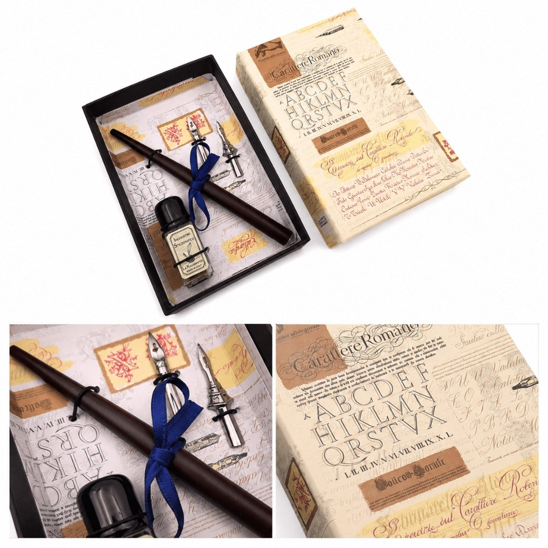 Calligraphy Set - Pen with Two Nibs + Inkwell - 5422