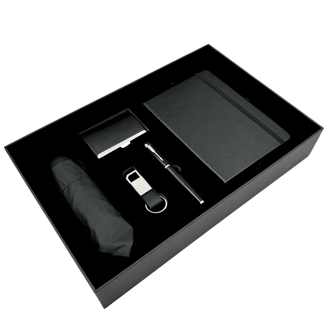 Elegant Premium Business Gift Set - Leather Notebook Umbrella Business Card Holder Pen Keychain - EE15