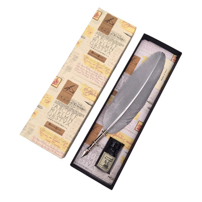 Calligraphy Set - Silver Goose Quill with Nib + Ink – 7262/A