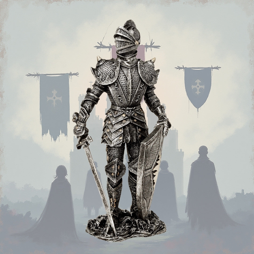 Decorative Figurine: Knight in Silver Armor Height 30 cm - MC-23053
