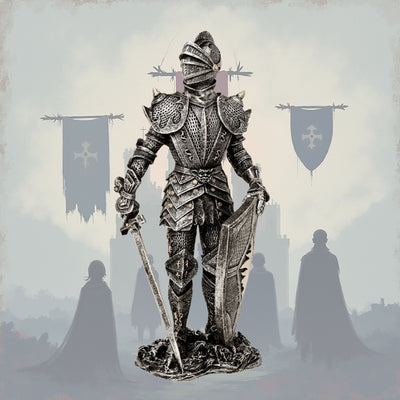 Decorative Figurine: Knight in Silver Armor Height 30 cm - MC-23053