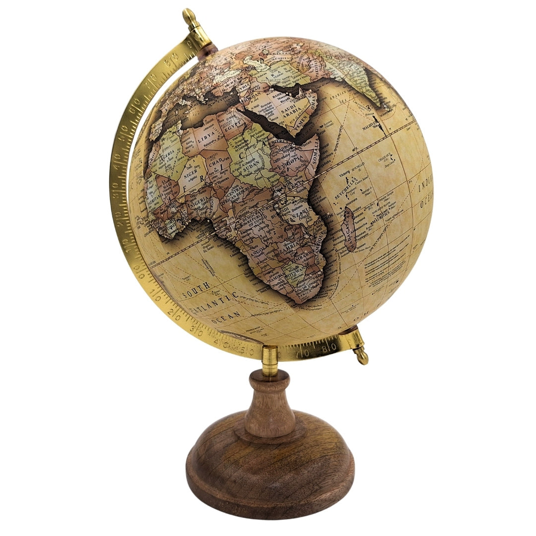 Stylish Retro Decorative Globe on a 32 cm Wooden Base with Personalization and Engraving Option