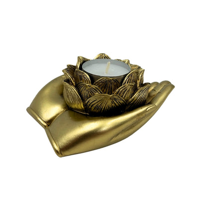 Gold Glamour Tealight Candle Holder – Hand – 311FJZ