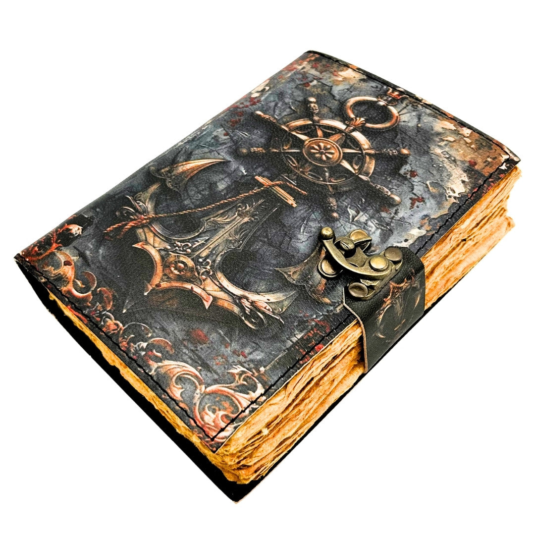 Retro Nautical Leather Notebook 200 Pages - H110