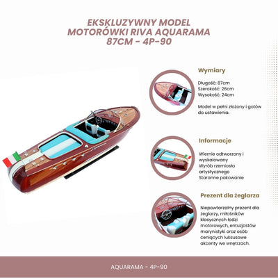 Exclusive Reeva Aquarama Motorboat Model 87cm - Large Wooden Model of a Classic Italian Motorboat – 4P-90
