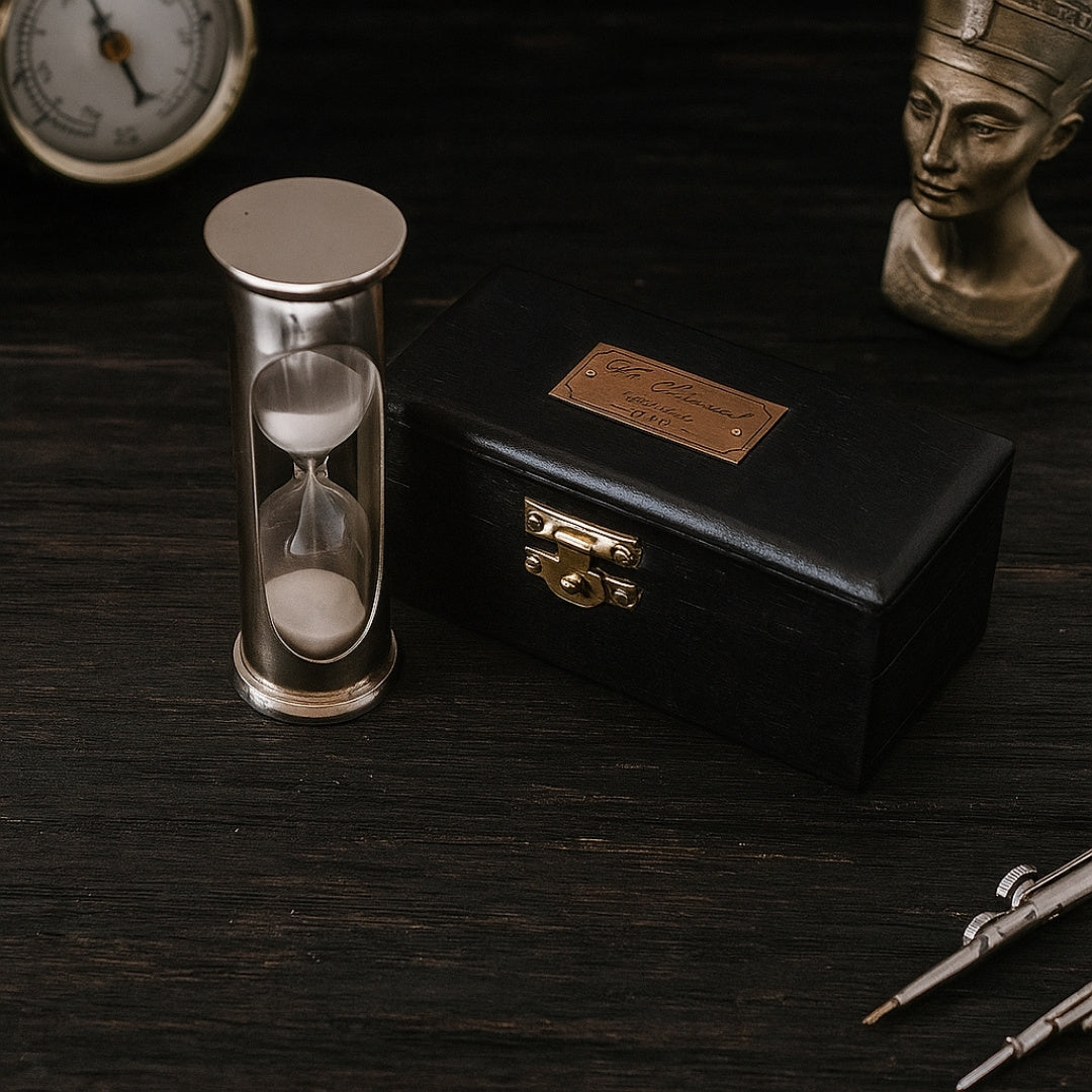 Retro Brass Hourglass in a Wooden Box - 1 minute - NI1314A