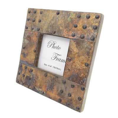 Wooden Photo Frame Covered with Metal Sheet - A-1106 - photo size 10x10cm