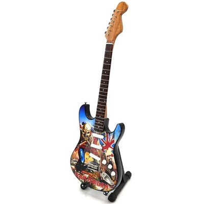 Mini Decorative Iron Maiden “The Trooper” Guitar Made of Mahogany - Handmade Ornament for Music Fans