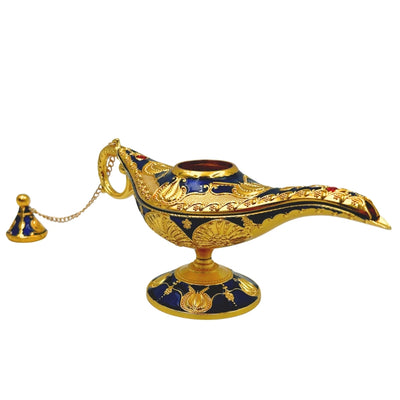Alladin's Lamp LABB with metal decorations in gold color, dark navy blue, 22 x 7 x 11 cm