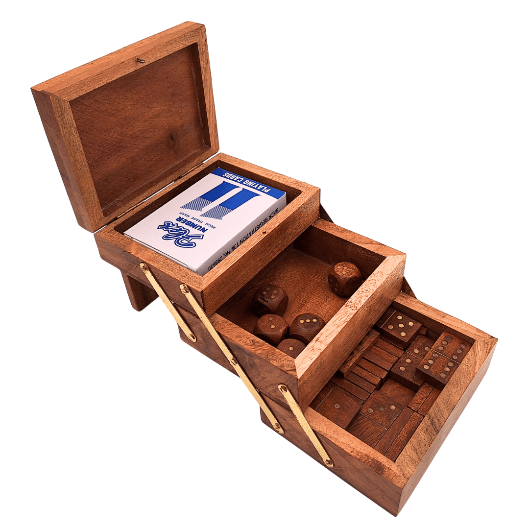 Elegant 3-in-1 Game Set - Cards Dice Dominoes - DNU-101
