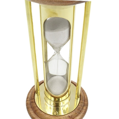 Brass and Wooden Hourglass 5 min Retro Style - NC3031