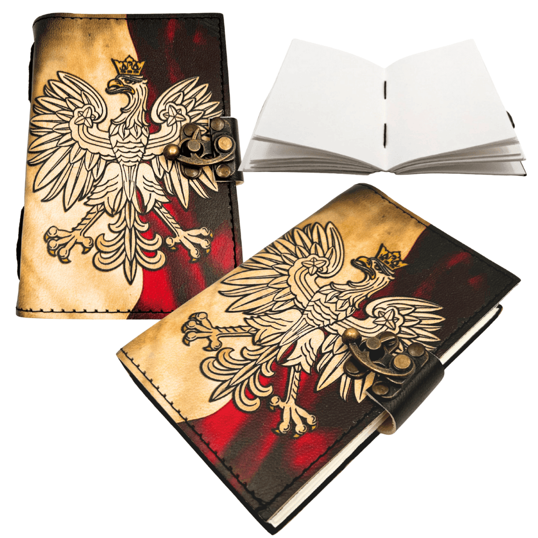Leather Notebook Polish Eagle Patriotic Diary - 200 pages - AH13