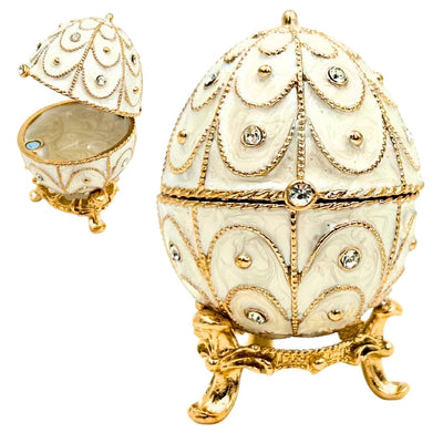 Exclusive Metal Fabergé Egg Trinket Box with Crystals - B0748-17WH