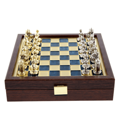 Elegant Premium Brass Chess Set 20x20cm Byzantium with Personalized Engraving - Ideal Gift for Chess Players and History Enthusiasts - Handcrafted Pieces with Gold and Silver Finish