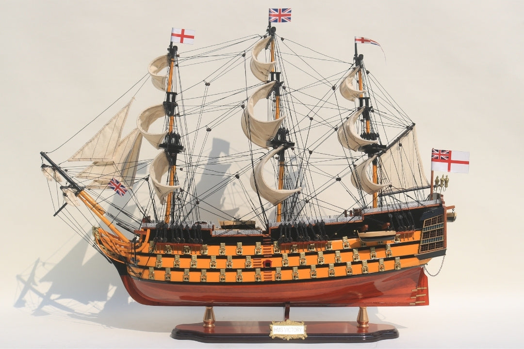 Assembled 80cm HMS Victory sailing ship model with the option of personalization by engraving - Exclusive gift decoration, handmade from exotic wood, high quality and attention to detail