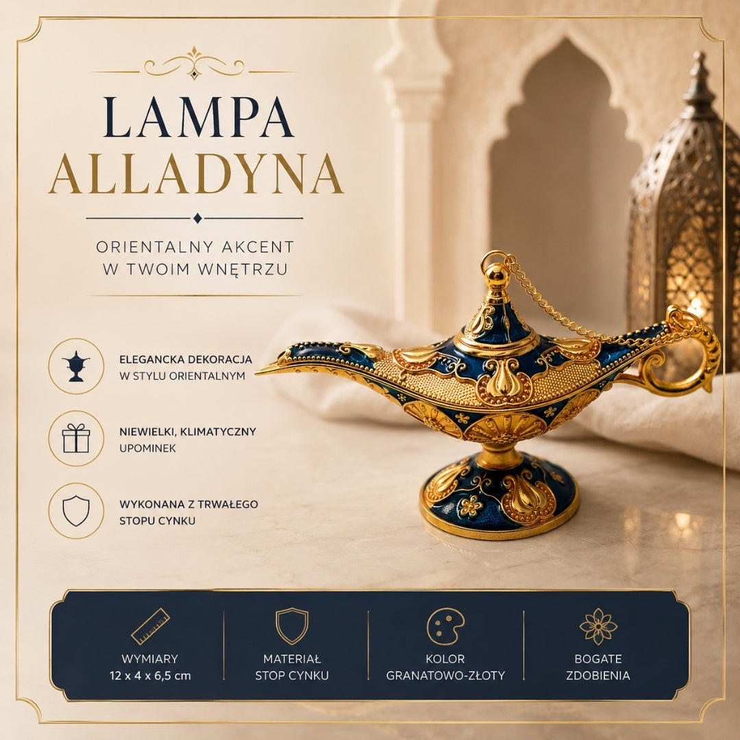 Decorative Aladdin's Lamp Metal Navy Blue and Gold 12cm - LAB12