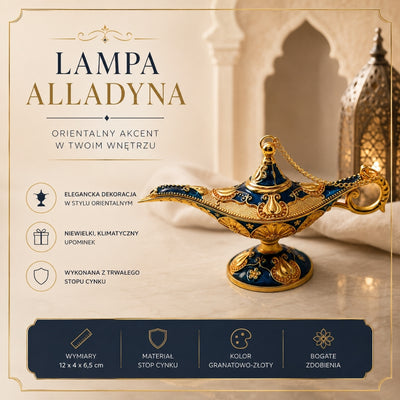 Decorative Aladdin's Lamp Metal Navy Blue and Gold 12cm - LAB12