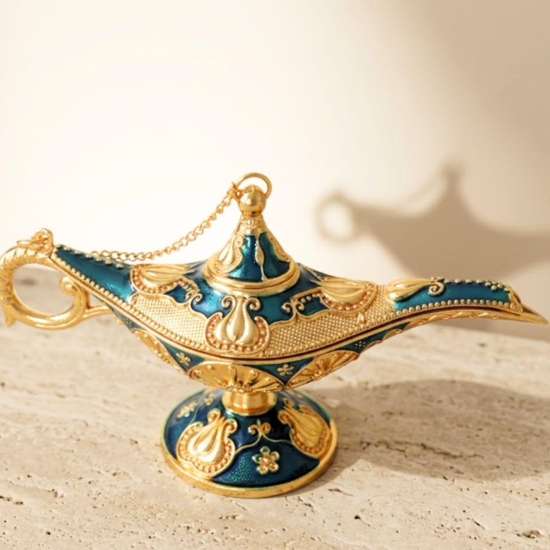 Decorative Aladdin's Lamp Metal Navy Blue and Gold 12cm - LAB12