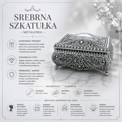 Silver Metal Jewelry Box – 20-74M