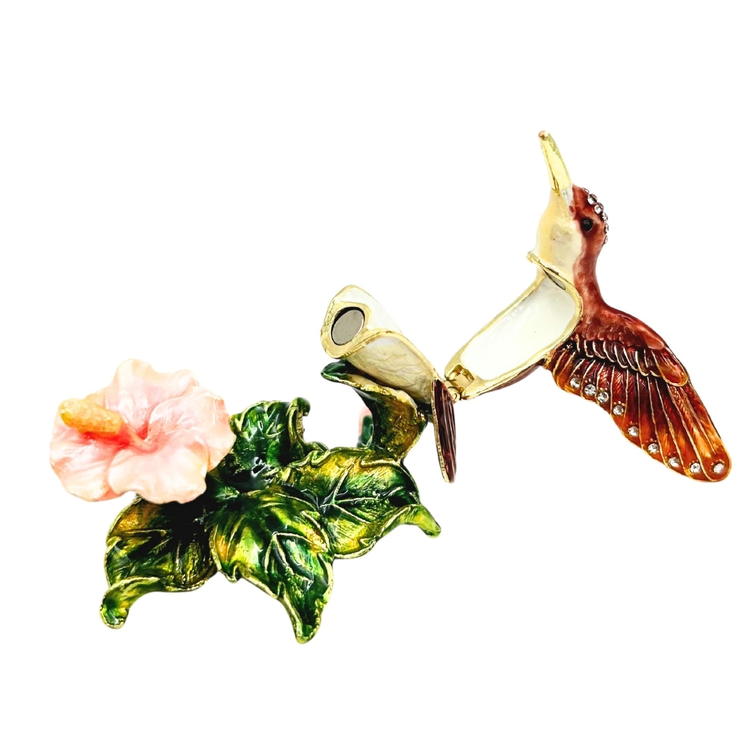 Exclusive Small Jewelry Trinket Box Decorated with Crystals – Hummingbird – HX357